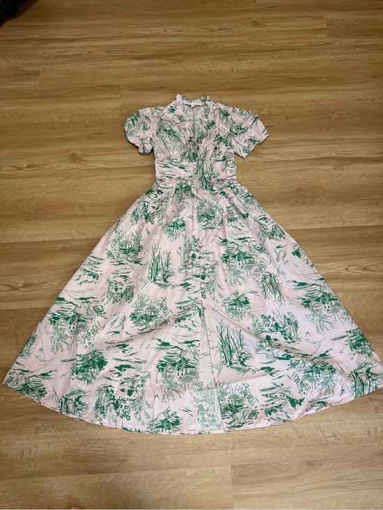 Meet Me In Santorini Dresses & Skirts - Meet me in Santorini Vintage-Inspired Pink & Green Toile Maxi Dress